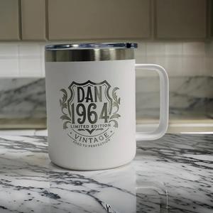 Taza aislada con recubrimiento en polvo de 12oz y 14 oz con logotipo personalizado, tazas de café de acero inoxidable con asa, vaso al vacío de doble pared con tapa - Product Image 2