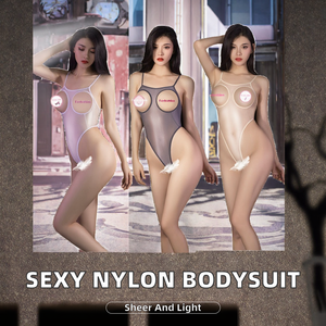 Macacão de Lingerie de Nylon de Alta Elasticidade e Respirável para Casal, Design Transparente e Sexy com Detalhes Vazados, Removível - Product Image 2