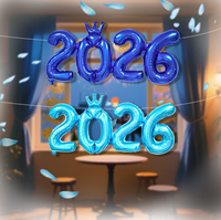 Qianshun Crown 2026 Digitale Neujahrs-Zahlen Folienballons 11-25cm Größe für Erwachsene Feiertagsdekoration Neujahrsparty Hintergrund