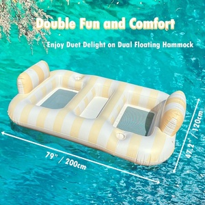 PVC Inflatable <b>Pool</b> Float with Mesh Center 200*120 CM Yellow Color for 2 Person <b>Pool</b> Lounger Tanning <b>Pool</b> for Lake Floating - Product Image 2