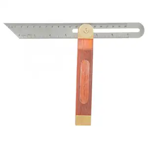 ปรับมุมไม้บรรทัด Suppliers-Stainless Steel Ruler Wood Handle Multi Angle Adjustable Gauge Measurement Tool Multi Angle Ruler