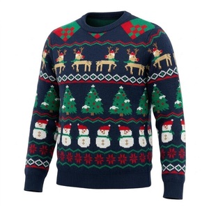 Custom Pattern Light up Christmas Sweater, 2026 Jacquard Knit LED <strong>Jumper</strong> for <strong>Men</strong> Women Plus Size - Product Image 3