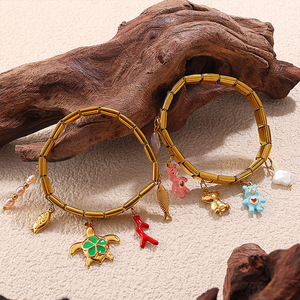 Pulseras de Moda con Dijes, Tono Dorado, Aleación de Zinc, Colgante de Concha Animal, Set de Joyería para Mujer, Diseño Irregular - Product Image 2