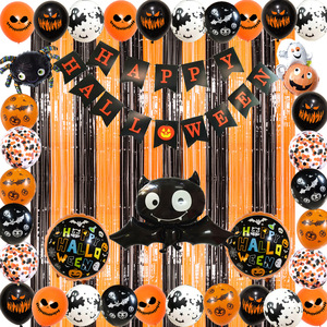 Black Orange Rain Silk Curtain Bat Halloween <b>Balloon</b> <b>Decoration</b> Halloween Halloween Fishtail Flag Printing <b>Balloon</b> - Product Image 1