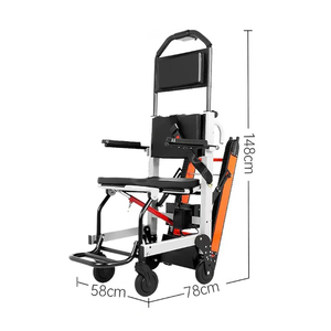 Silla Salvaescaleras Eléctrica Plegable de 80 cm con Marco de Acero Negro y Cuatro Ruedas para Movilidad - Product Image 2