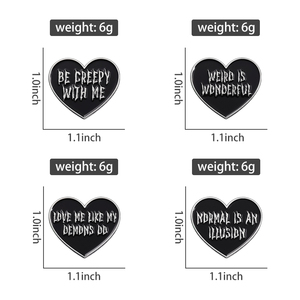 Broches de Esmalte con Forma de Corazón Negro Punk, Pin de Solapa con Diseño de Álbum de Música de <span class=keywords><strong>Rock</strong></span> Gótico, Joyería, Accesorios de Regalo para Amigos, Venta al por Mayor - Product Image 6
