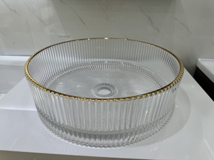 Lusso moderno lavello in vetro di cristallo 5.0 recensione colorato diamante nave arte vetro temperato lavabo per alberghi scolapiatti <span class=keywords><strong>bagno</strong></span> - Product Image 2