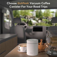 Boîte à café sous vide 500g/17.6oz en acier inoxydable, hermétique, pour le stockage des grains de café, avec fonction tactile, cuillère doseuse, multi-usages