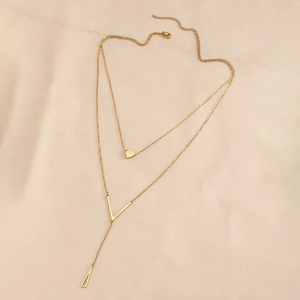 Collar con Colgante de Corazón de Acero Inoxidable en Capas para Mujer, Cadena Simple para Clavícula, Joyería de Moda Elegante y Minimalista - Product Image 2