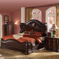 Ensemble de suites de chambre à coucher d'hôtel meubles sur mesure de luxe lit King en bois à prix réduit table de chevet classique WA191