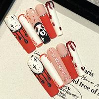 Nouveau à la mode Halloween oeil de chat 3d citrouille démon presse sur les ongles en gros faux ongles. avec conception pour la fête