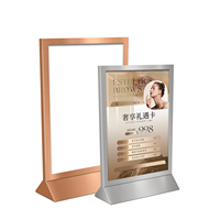 Support de carte de visite en acier inoxydable pratique pour la décoration de table de bureau, panneau d'affichage de menu en métal verni