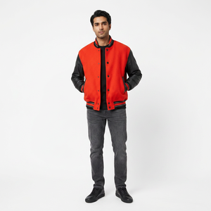 Blouson universitaire personnalisé pour homme – Coupe-vent en toile, idéal pour l'hiver, col montant, motif uni, logo frontal, respirant – Vente en gros - Product Image 1