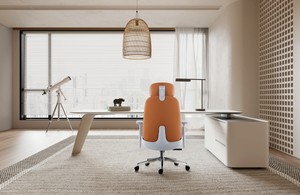 Chaise de bureau ergonomique pivotante en cuir véritable moderne à dossier haut inclinable - Confortable et réglable en hauteur - Product Image 6