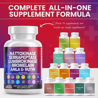 Capsules d'enzymes VitaHall Nattokinase Serrapeptase Lumbrokinase avec bromélaïne, papaïne, enzymes de papaye, rutine et vitamine