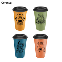 Promotion Usine : Ensemble de Tasses à Thé en Céramique Porcelaine, Cadeau de Voyage Personnalisé, Tortue de Mer, Écologique, Réutilisable, Sûr pour les Aliments, 301-400ml
