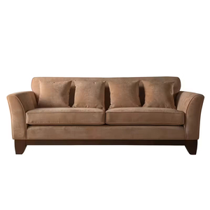 Casa moderna Hotel appartamento confortevole morbido minimalista <span class=keywords><strong>Beige</strong></span> <span class=keywords><strong>marrone</strong></span> tessuto gamba in legno divano quadrato - Product Image 1
