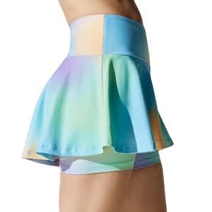 Hot Penjualan Double Layer Tie Dye High Rise Datar Skirt Seluar Panjang Logo Kustom Wanita Tenis Rok dengan Celana Pendek Bagian Dalam - Product Image 1