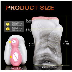 Liquid Double Hole Silicone Male Vagina <b>Masturbator</b> Aircraft Cup Soft Adult Sex Toys - Product Image 4