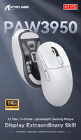 Souris de jeu pour ordinateur Attack Shark X3 MAX 2.4G BT Optique PAW3950 42000 DPI E-sports Légère 1K Sans fil et filaire