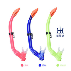 HHAO SPORT Snorkel Semiseco de PVC y Silicona para Niños, Equipo de Buceo, Azul, Magenta, Verde Fluorescente - Product Image 1