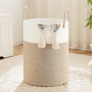 Cesto de Ropa Sucia Personalizado, Cesto de Ropa de Cuerda de Algodón Tejido de 60L para Decoración y Almacenamiento de Ropa Sucia y Juguetes - Product Image 1