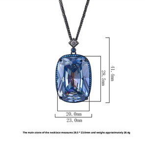 Collar Clásico con Colgante Grande de Circonita Cúbica Antideslustre, Imitación Esmeralda Cuadrada de 20*28mm, para Mujer, Aniversario de Bodas - Product Image 6