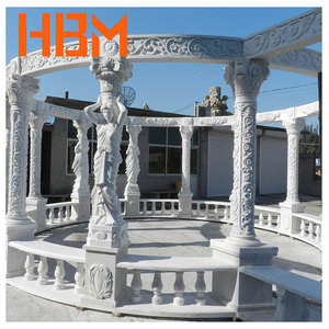 Natural White Marble Customized Villa Luxury Garden Gazebo with <strong>Greek</strong> Women <strong>Column</strong> Statues Hand Craved Outdoor Decoration - Product Image 5