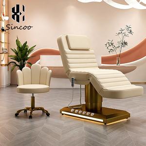Cama de Spa Facial Eléctrica de Alta Calidad del Fabricante, Completamente en Acero Inoxidable Dorado con Control de Pie, Cama para Tatuajes, Cama de Masaje de Belleza - Product Image 1