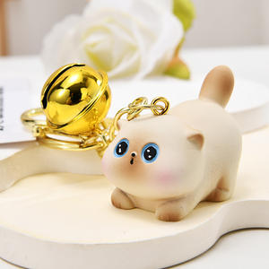 Lindo gato mascota muñeca llavero creativo brújula llave colgante con Little Siam Bag accesorios de embalaje hechos de plástico - Product Image 1