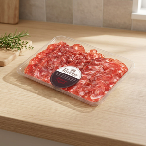 Produit italien, salami de Naples tranché, 100g, emballage sous vide, viande de porc fumée premium faible en sel, charcuterie réfrigérée sans gluten - Product Image 3