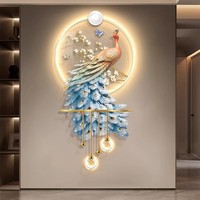 Élégant Acrylique LED Lumière Mur Art Paon Design Style Décoratif pour Salon Format Vertical Bel Effet D'éclairage