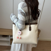 Sac fourre-tout vintage tendance en PU pour femme, nouvelle collection été 2026, patchwork uni avec fermeture éclair en polyester, polyvalent