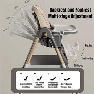 Chaise haute à bascule <span class=keywords><strong>pour</strong></span> bébé, multifonctionnelle, pliable, chaise haute <span class=keywords><strong>pour</strong></span> manger, hauteur réglable, chaise d'alimentation <span class=keywords><strong>pour</strong></span> bébé avec plateau - Product Image 5