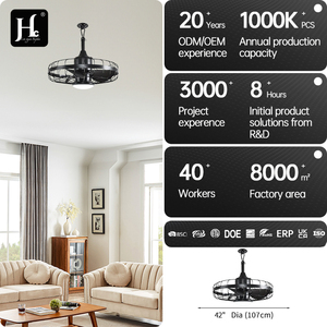 20 inch cage style <b>ceiling</b> fan, modern intelligent indoor and outdoor <b>ceiling</b> fan, with <b>lights</b> and <b>remote</b> <b>control</b> - Product Image 4