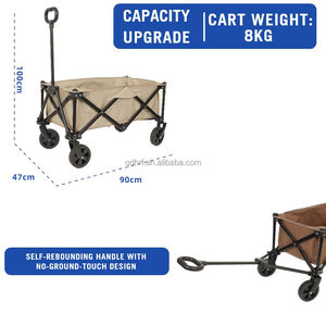 Carrito de Camping Plegable, Plegado sin Esfuerzo, Marco de Acero Ligero, Mango Ajustable, Portátil, para Viajes, Pesca, Jardín, Almacenamiento - Product Image 3