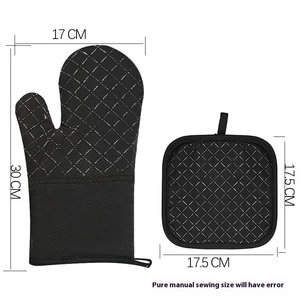 Mitaines de four en silicone résistantes aux hautes températures Gants à <span class=keywords><strong>micro</strong></span>-ondes en coton pur épaissi Anti-brûlure Caractéristiques antidérapantes Mitaines de four - Product Image 5