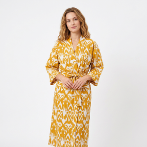 100% Pure Cotton Elegant Bath <b>Robe</b> for <b>Women</b> Girls Soft Floral Patterned Kimono Front Logo for Bikini Cover Spring Sleepwear - Product Image 1