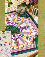 Collection Krewe : Tuiles de Mahjong Américaines Personnalisées Illustrées pour le Mardi Gras, Ensemble de Mahjong en Acrylique de 160 Pièces avec Tapis