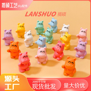Hippo Charm <b>Beads</b> Plastic Resin For Bracelet Making DIY Jewelry <b>Set</b> Solid Color Animal Shape Irregular Size - Product Image 2
