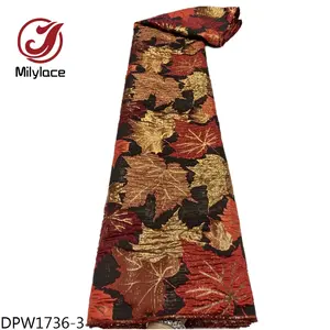 Eleganter Maple Leaf Design Brokat Jacquard Organza Spitzens toff für Kleid