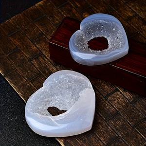 Cœur de géode en agate bleue naturelle, pierre de guérison en cristal poli, cadeau de la Saint-Valentin, décoration pour la maison et le bureau, vente en gros directe d'usine - Product Image 1