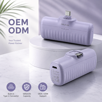 Petites batteries externes, capacité 5000 mAh, mini format de poche, prise intégrée, charge rapide PD 20W, indicateur LED, batterie externe rechargeable