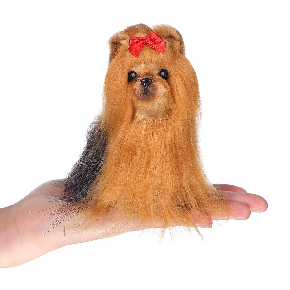 Design personalizzato cute Yorkshire terrier cane farcito giocattoli realistici piccolo peluche realistico ornamenti per cuccioli di animali