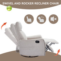 Fauteuil inclinable en tissu 360 °   Fauteuil inclinable pivotant avec massage à 8 points, chauffage lombaire, charge USB, pour salon