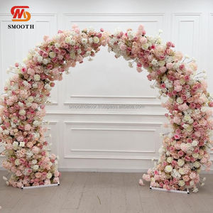 Arche de fleurs en soie rose à une seule face, très vendue, 8 pieds, personnalisable, support de toile de fond artificielle pour mariage et fête - Product Image 1