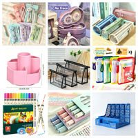 Lot de 7 kits de papeterie en gros : coupe-papier, ruban correcteur, stylo gel – Ensemble portable pour étudiants, bureau et école