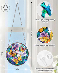 Rompecabezas acrílico de mariposa con efecto vitral, atrapasueños para ventana, decoración del hogar, arte DIY, regalo para mujeres y adultos - Product Image 4