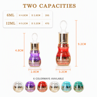 Bouteille d'Attar Rechargeable en Verre en Forme de Gourde Vide Personnalisable pour Huile de Parfum, 6ml, 12ml, Plusieurs Couleurs, Vente en Gros