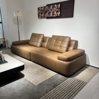Canapé-lit en cuir véritable résistant à l'usure avec un design carré, structure intérieure solide, durable, conserve son éclat pendant des années